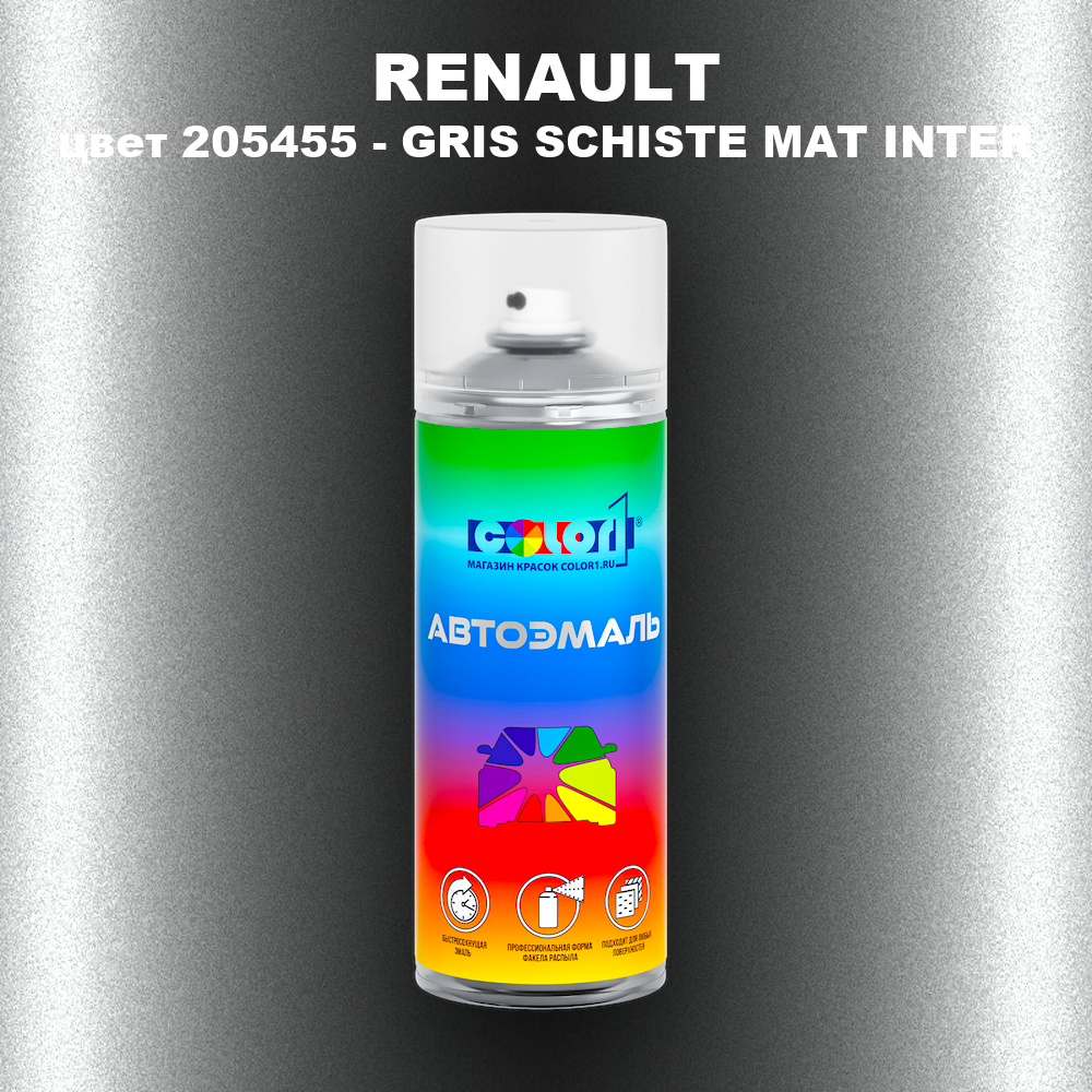 Аэрозольная краска RENAULT, цвет 205455 - GRIS SCHISTE MAT INTER