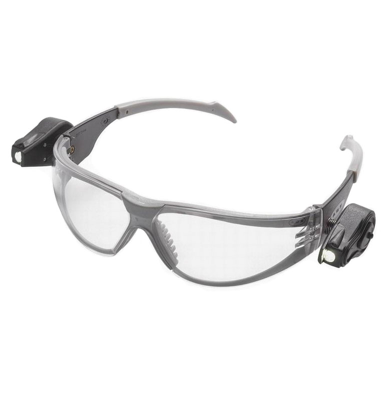 3М LED LIGHT VISION - Очки защитные открытые. Цвет линз - прозрачный. Покрытие Hardium+. Два неоновых источника направленного света. Батарейки высокой емкости. Заменяемые.