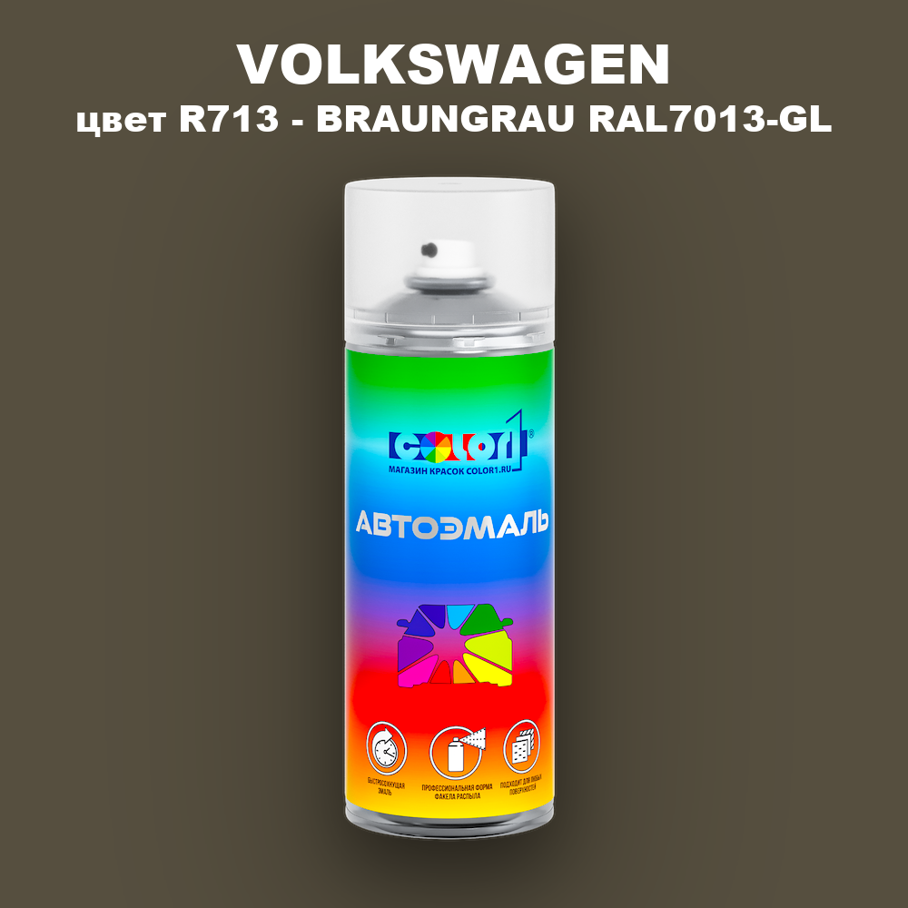 Аэрозольная краска VOLKSWAGEN, цвет R713 - BRAUNGRAU RAL7013-GL
