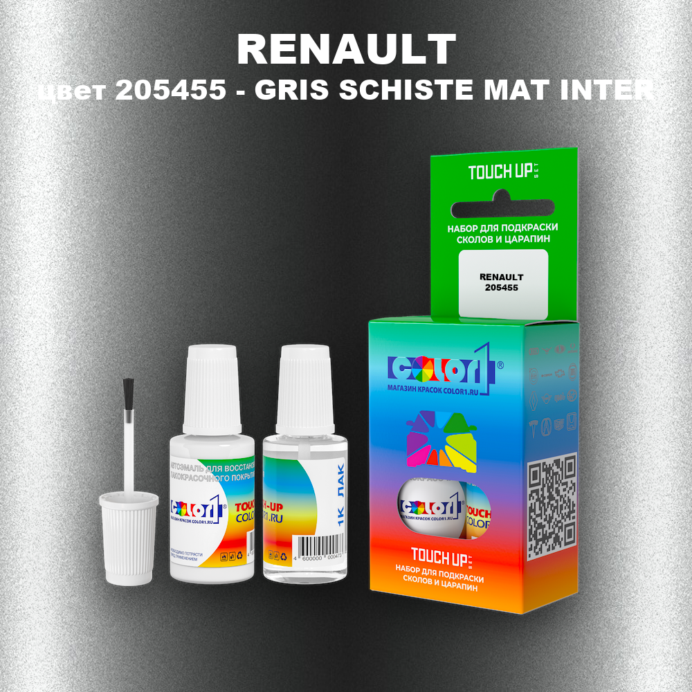 Краска для сколов во флаконе с кисточкой RENAULT, цвет 205455 - GRIS SCHISTE MAT INTER