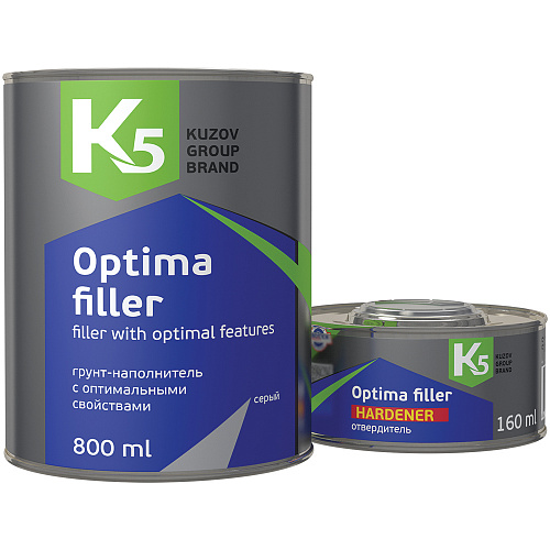 Грунт-наполнитель К5 Filler Optima grey (800+160мл) в комплекте с отвердителем
