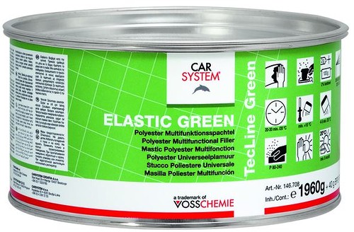 CARSYSTEM 2К Полиэфирная эластичная, доводочная шпатлевка "Elastic Green" зелен. (2,0кг)