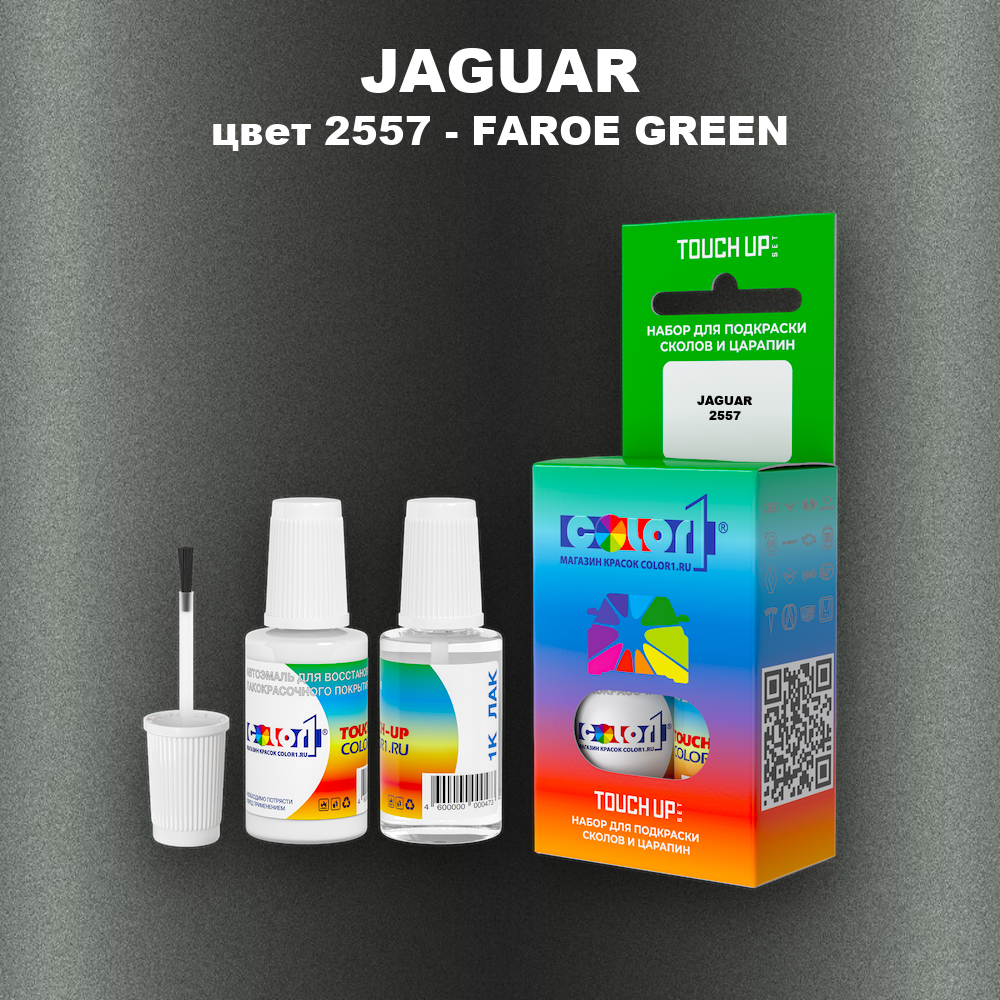 Краска для сколов во флаконе с кисточкой JAGUAR, цвет 2557 - FAROE GREEN