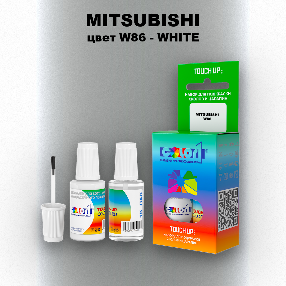 Краска для сколов во флаконе с кисточкой MITSUBISHI, цвет W86 - WHITE