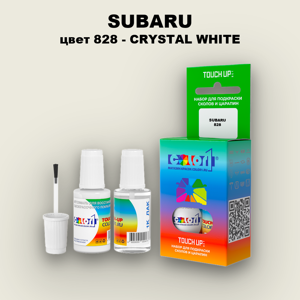 Краска для сколов во флаконе с кисточкой SUBARU, цвет 828 - CRYSTAL WHITE