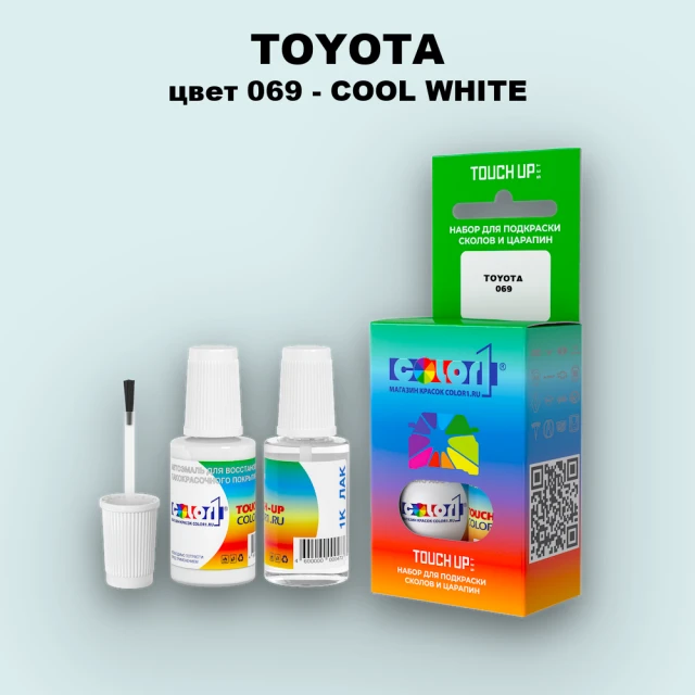 Краска для сколов во флаконе с кисточкой TOYOTA, цвет 069 - COOL WHITE