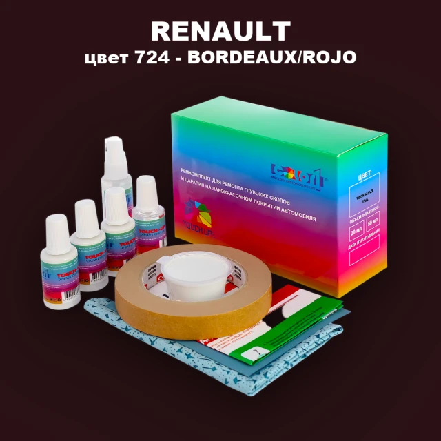 Ремкомплект для ремонта глубоких сколов и царапин RENAULT, цвет 724 - BORDEAUX