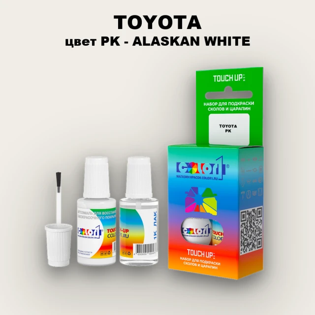Краска для сколов во флаконе с кисточкой TOYOTA, цвет PK - ALASKAN WHITE