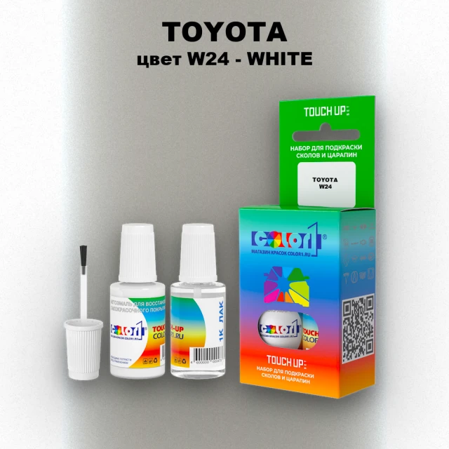 Краска для сколов во флаконе с кисточкой TOYOTA, цвет W24 - WHITE
