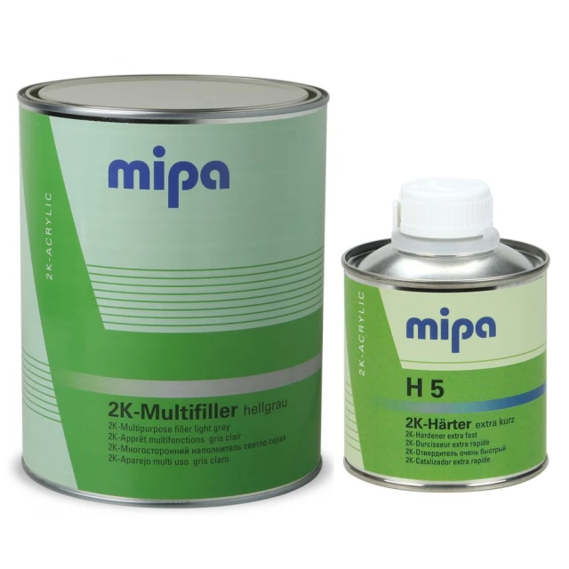 Mipa 2K HS 4+1 Multifiller Грунт универсальный, мокрый по мокрому (толщина покрытия до 80 - 120 мкм), в комплекте с отвердителем (1л + 0,25л)