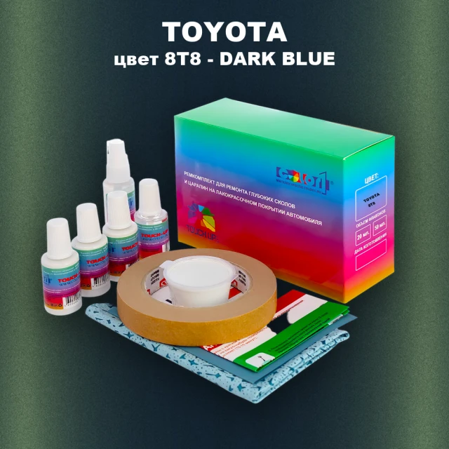 Ремкомплект для ремонта глубоких сколов и царапин TOYOTA, цвет 8T8 - DARK BLUE