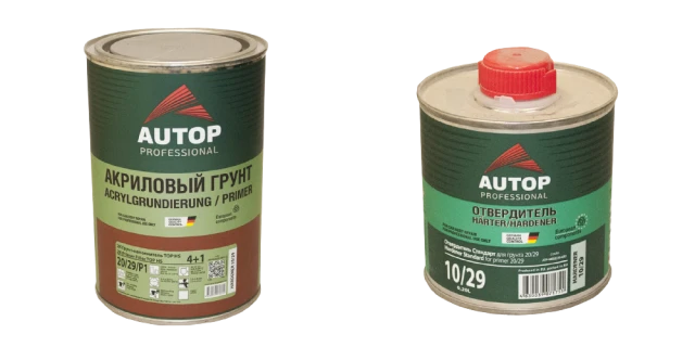 Грунт-наполнитель AUTOP 2К Primer Filler TOP 4:1 HS черный 0.8л в комп. с отвердителем