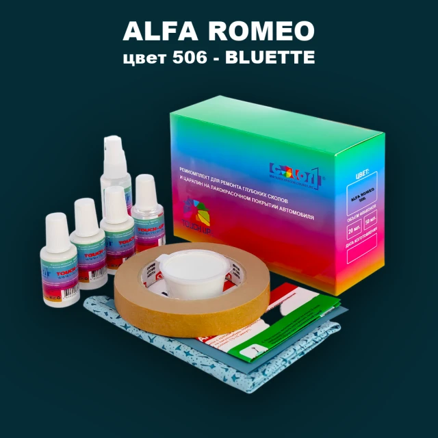 Ремкомплект для ремонта глубоких сколов и царапин ALFA ROMEO, цвет 506 - BLUETTE