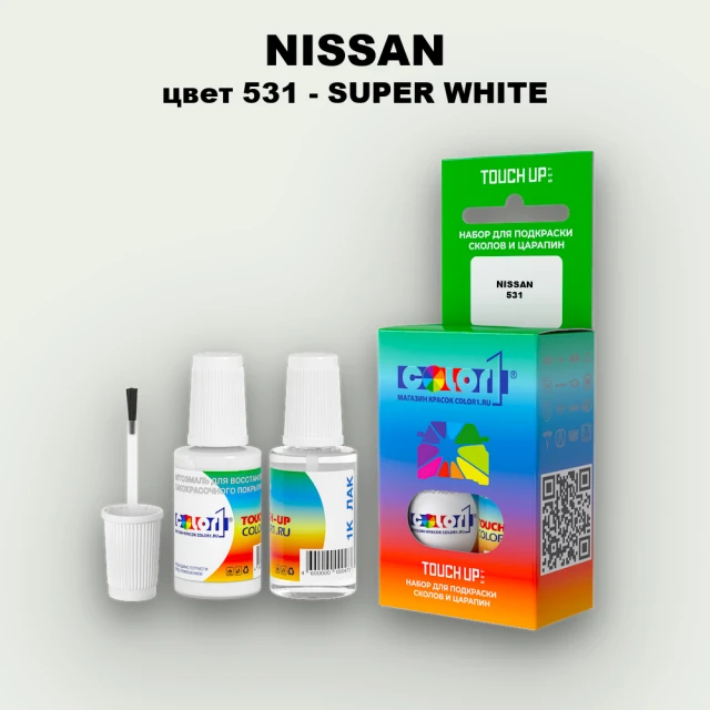 Краска для сколов во флаконе с кисточкой NISSAN, цвет 531 - SUPER WHITE