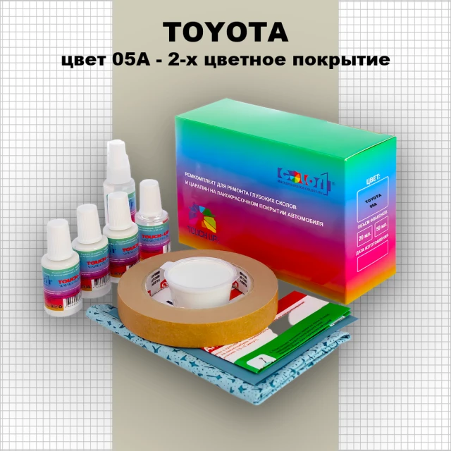 Ремкомплект для ремонта глубоких сколов и царапин TOYOTA, цвет 05A - 2-х цветное покрытие