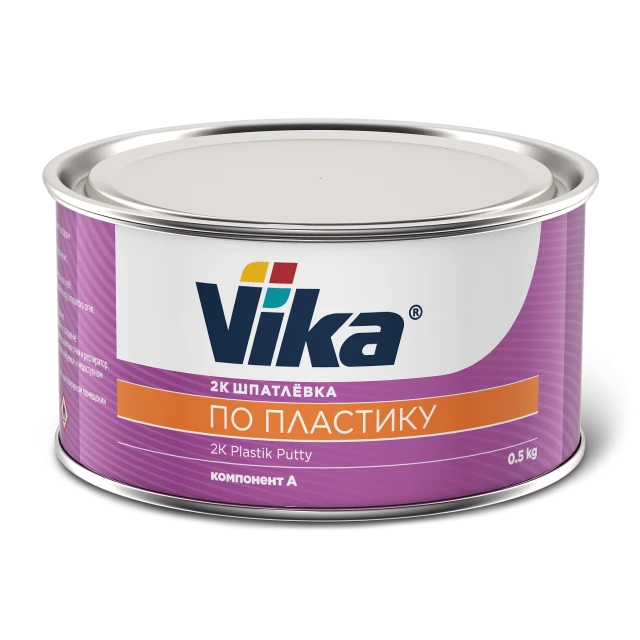 Шпатлевка Vika по пластику 2К черная (0,5 кг) с отвердителем — комплект