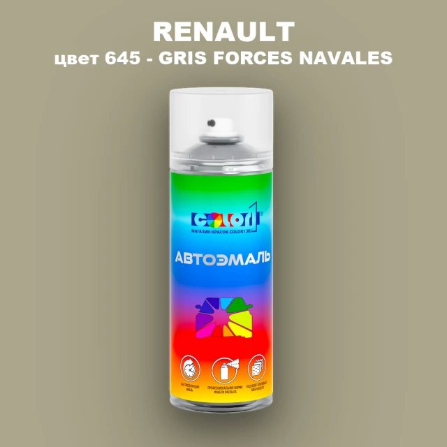 Аэрозольная краска RENAULT, цвет 645 - GRIS FORCES NAVALES