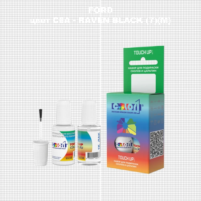 Краска для сколов во флаконе с кисточкой FORD, цвет C6A - RAVEN BLACK (7)(M)