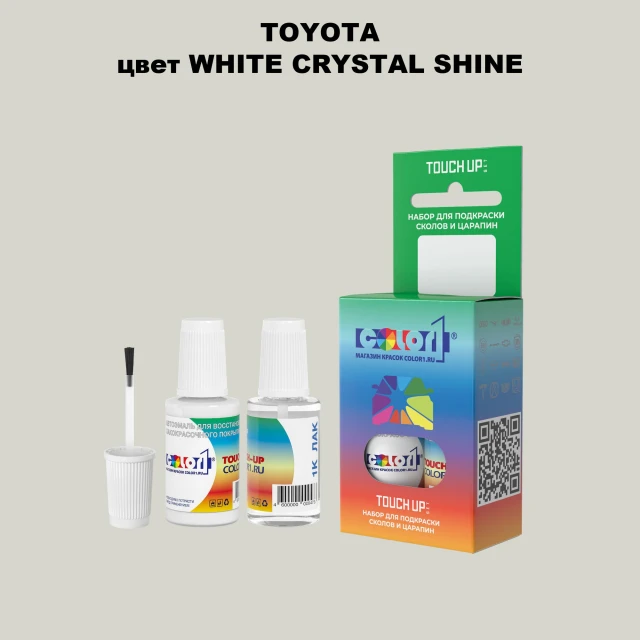Краска для сколов во флаконе с кисточкой TOYOTA, цвет - WHITE CRYSTAL SHINE