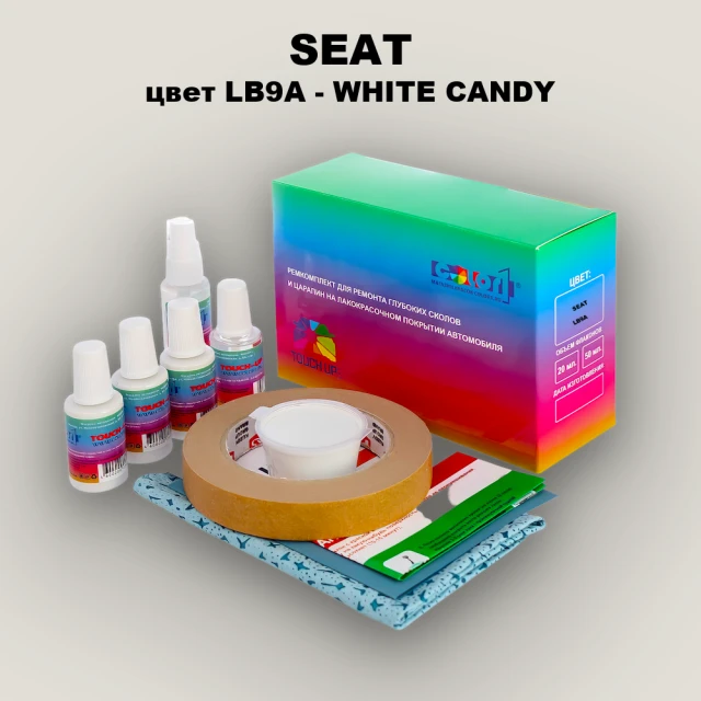 Ремкомплект для ремонта глубоких сколов и царапин SEAT, цвет LB9A - WHITE CANDY
