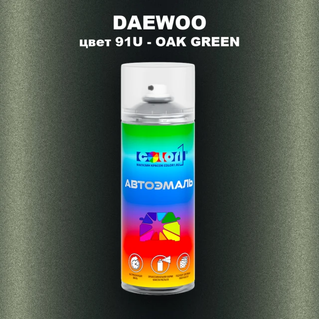 Аэрозольная краска DAEWOO, цвет 91U - OAK GREEN