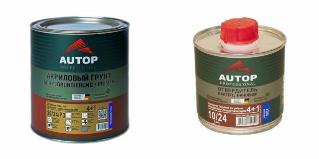 Грунт-наполнитель AUTOP 2K Primer Filler HS Standart 4:1 чёрный 0.8л в комп. с отвердителем