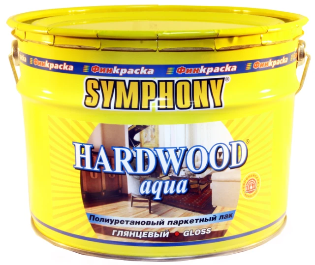 SYMPHONY HARD WOOD Aqua - покрывной полиуретановый паркетный лак, глянцевый