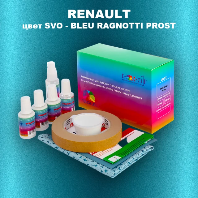 Ремкомплект для ремонта глубоких сколов и царапин RENAULT, цвет SVO - BLEU RAGNOTTI PROST