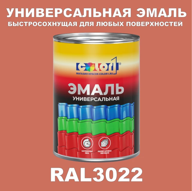 Краска автомобильная универсальная, цвет RAL 3022, в комплекте с отвердителем (растворителем), 1кг + 0,5л