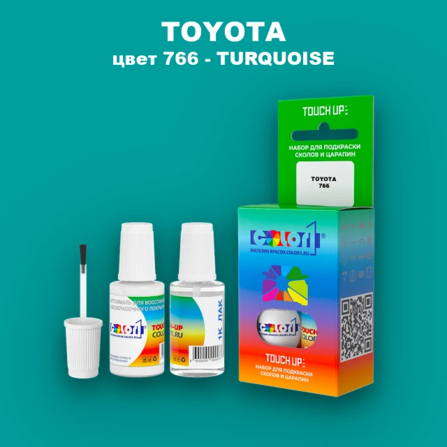 Краска для сколов во флаконе с кисточкой TOYOTA, цвет 766 - TURQUOISE