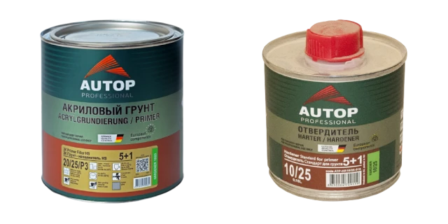 Грунт-наполнитель AUTOP 2K Primer Filler HS Standart 5:1 серый 0.8л в комп. с отвердителем