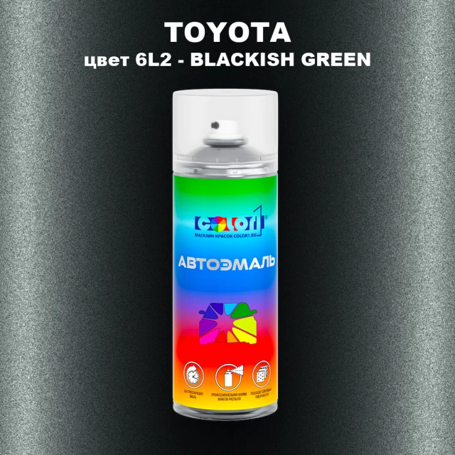 Аэрозольная краска TOYOTA, цвет 6L2 - BLACKISH GREEN