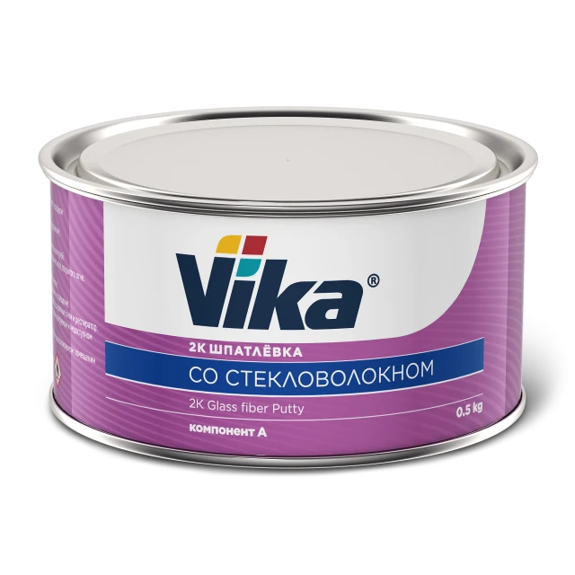 Шпатлевка Vika со стекловолокном 2К зеленая (1,8 кг) с отвердителем — комплект