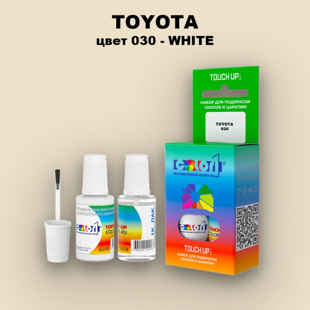 Краска для сколов во флаконе с кисточкой TOYOTA, цвет 030 - WHITE