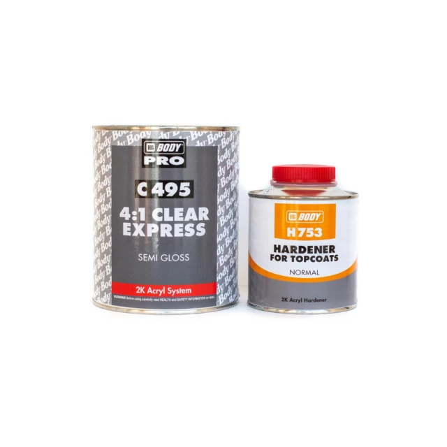 Лак HB BODY 495 MS SEMI GLOSS 4:1 1л + Отвердитель HB BODY H753 (стандартный) (0,25л) — комплект