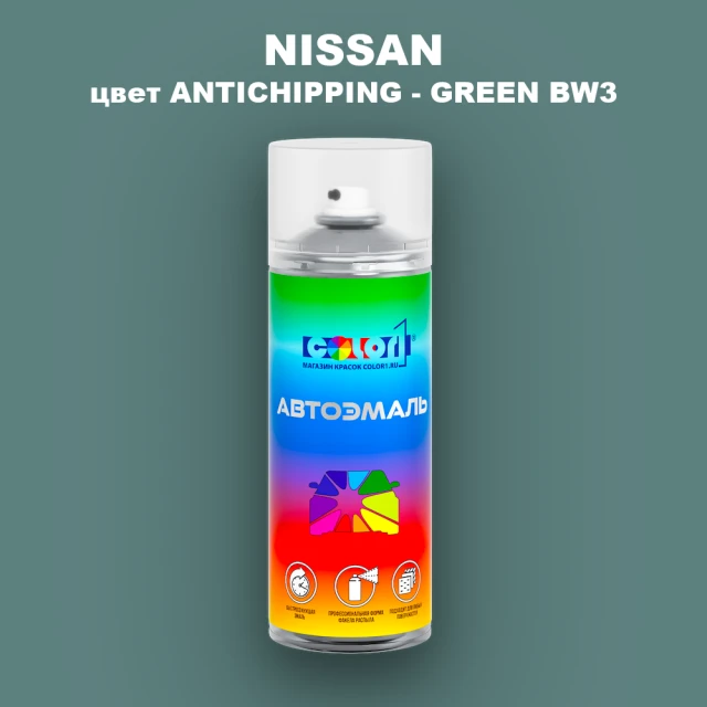 Аэрозольная краска NISSAN, цвет ANTICHIPPING - GREEN BW3