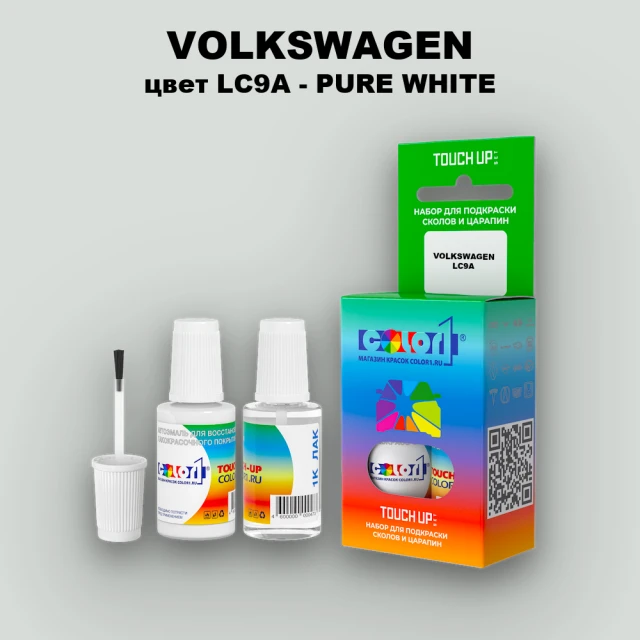 Краска для сколов во флаконе с кисточкой VOLKSWAGEN, цвет LC9A - PURE WHITE