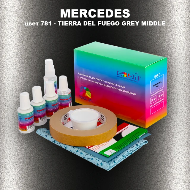 Ремкомплект для ремонта глубоких сколов и царапин MERCEDES, цвет 781 - TIERRA DEL FUEGO GREY MIDDLE