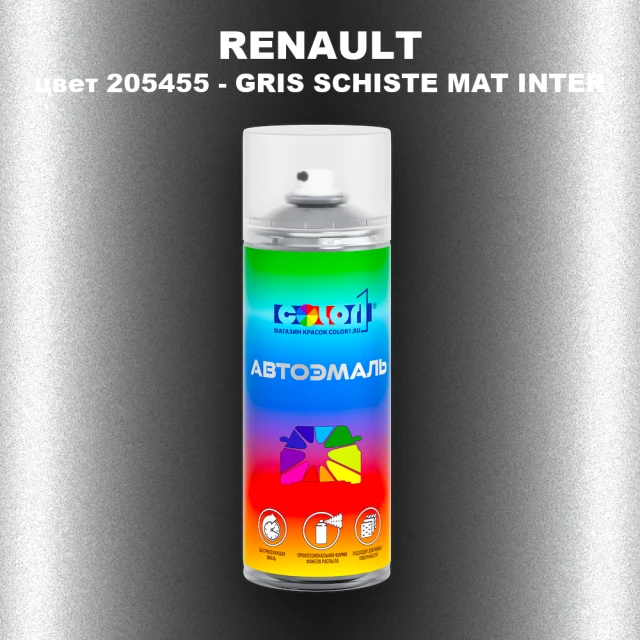 Аэрозольная краска RENAULT, цвет 205455 - GRIS SCHISTE MAT INTER