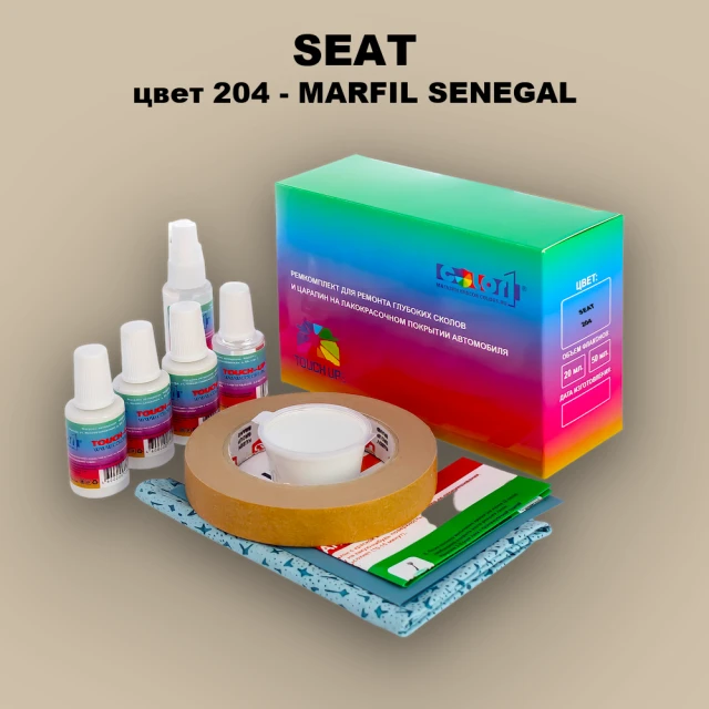 Ремкомплект для ремонта глубоких сколов и царапин SEAT, цвет 204 - MARFIL SENEGAL