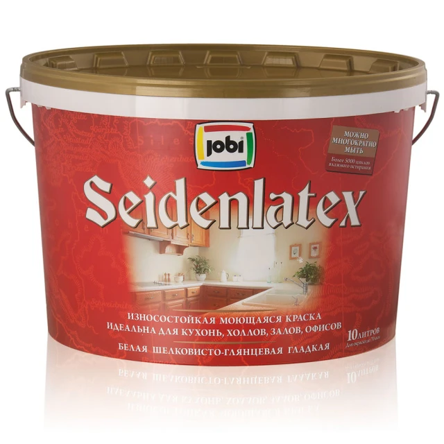 JOBI SEIDENLATEX Краска латексная износостойкая моющаяся интерьерная (хранение до -20С°) - полуглянцевая