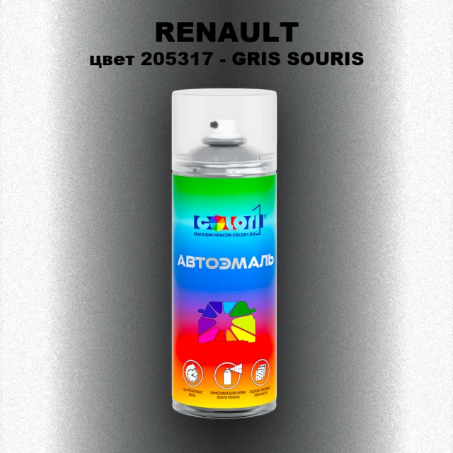 Аэрозольная краска RENAULT, цвет 205317 - GRIS SOURIS