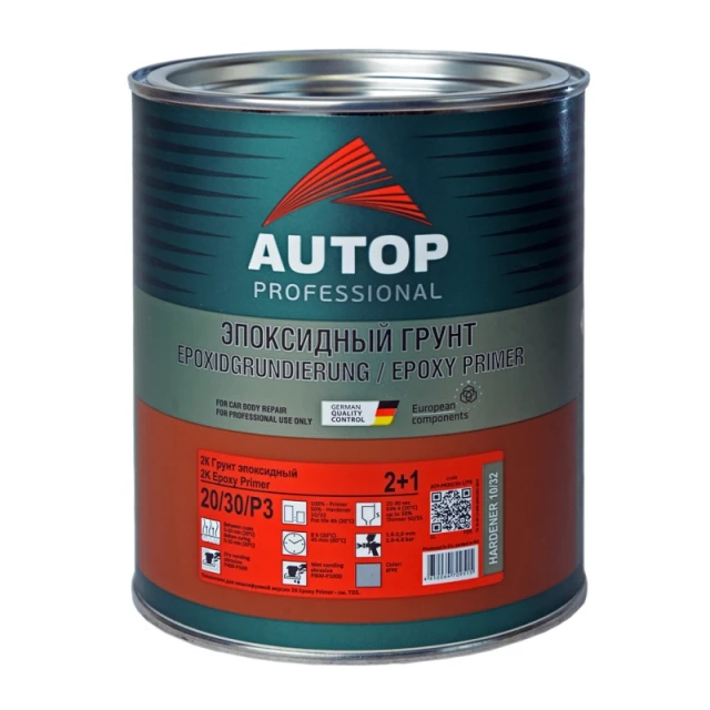 Грунт AUTOP 2K Primer Epoxy 2:1 эпоксидный, серый 1л в комп. с отвердителем