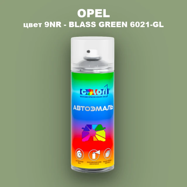 Аэрозольная краска OPEL, цвет 9NR - BLASS GREEN 6021-GL