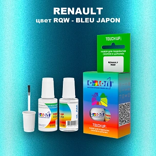 Краска для сколов во флаконе с кисточкой RENAULT, цвет RQW - BLEU JAPON