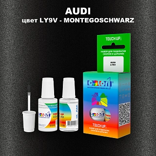 Краска для сколов во флаконе с кисточкой AUDI, цвет LY9V - MONTEGOSCHWARZ