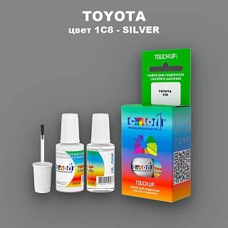 Краска для сколов во флаконе с кисточкой TOYOTA, цвет 1C8 - SILVER