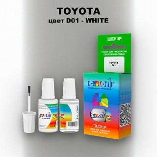 Краска для сколов во флаконе с кисточкой TOYOTA, цвет D01 - WHITE