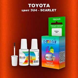 Краска для сколов во флаконе с кисточкой TOYOTA, цвет 3U4 - SCARLET