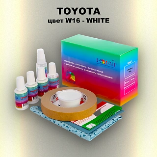 Ремкомплект для ремонта глубоких сколов и царапин TOYOTA, цвет W16 - WHITE